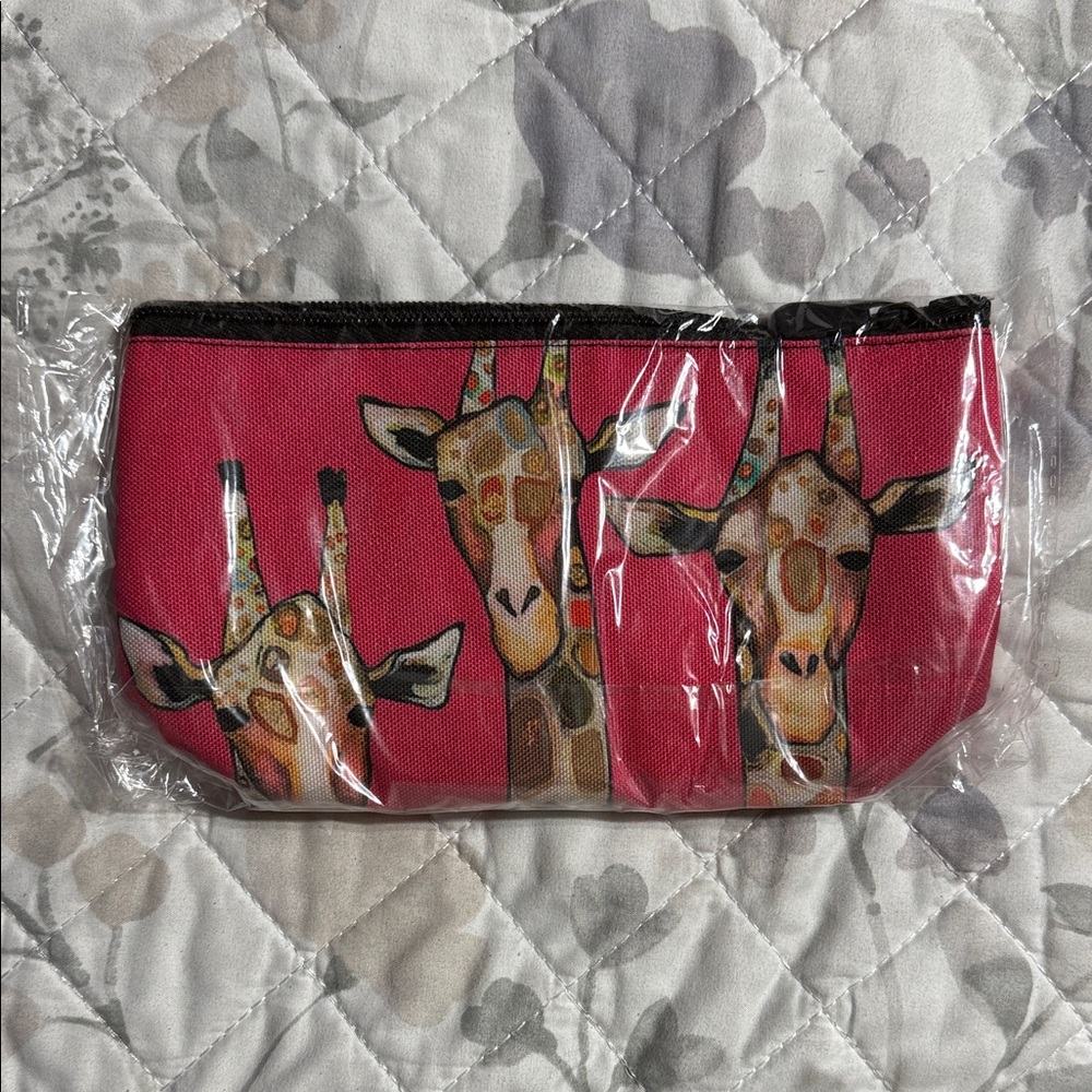 Giraffe Print Pink Cosmetic Bag